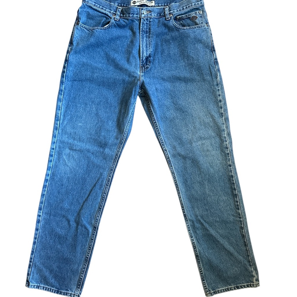 Harley-Davidson Men's 38x34 Blue Denim Jeans Relaxed Fit Biker Moto Classic